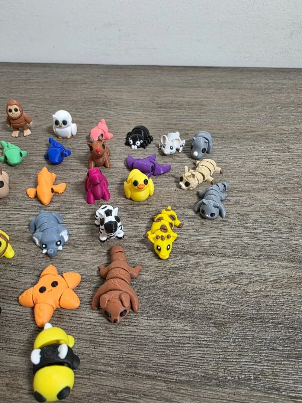 Assortment of 34 Mini 3D Printed Animal Figurines Fidget Toys Desk Pets School